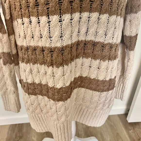 Anthropologie Pilcro Cable Knit Longline Tunic Sweater Recycled Cotton Blend XL - Picture 10 of 12